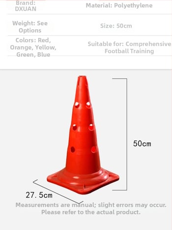 52 cm plastična kanta s debelim četvrtastim dnom i otvorima, za nogometni trening, prepreke i konuse za treniranje