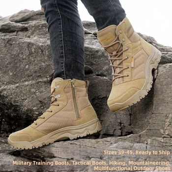 Vysoké vonkajšie vojenské topánky, zvrchu koža, semiš a Oxford textil, priedušné, protišmykové taktické topánky na turistiku, kemping, beh, cyklistiku | Unisex dospelí