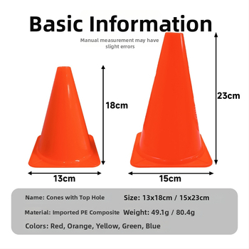 18 cm marker konus, 23 cm konus za trening s loptom, 32 cm prepreke markeri za nogometnu treniranje