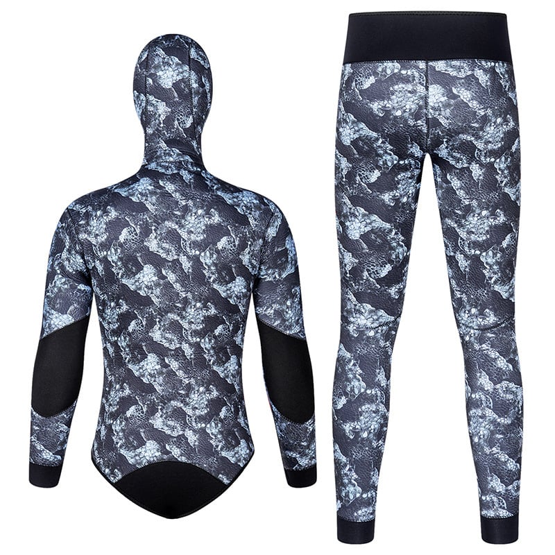 DUNLIU 3 mm ribolovno-lovački kostim, 5 mm dvodijelni kapuljačasti Smooth-Skin ronilački wetsuit, kamuflažni topli kostim za plivanje i surfanje