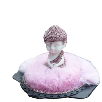 Meiyesi Σετ Διακόσμησης Αυτοκινήτου για Αρώματα με Βούδα από Γούνα Κουνελιού, Διαμαντένιες Λεπτομέρειες και Αντιολισθητικό Χαλάκι, Ιδανικό ως Επαγγελματικό Δώρο