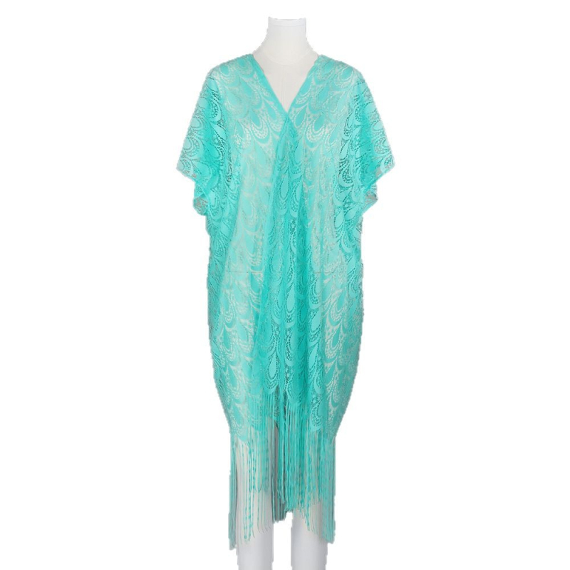 Csipkés bojtokkal díszített strandruha bikinihez – lazább szabású poliészter, lélegző, UV-védelem