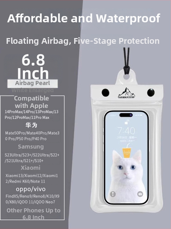 Vodotesná taška na telefón pre vodné športy, priehľadný PVC púzdro s dotykovým displejom, uzavretá pre suché-mokré oddelenie