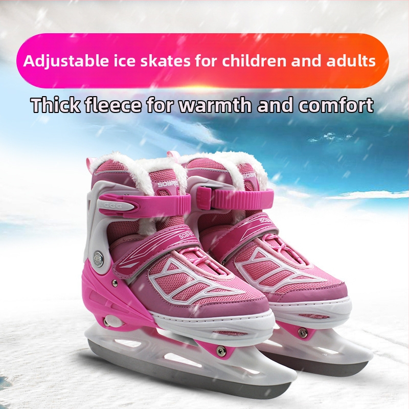 SOARED patine de iarnă reglabile pentru copii și adulți | partea superioară din nylon, talpa din cauciuc, lame din oțel inox, utilizare: patinaj pe gheață