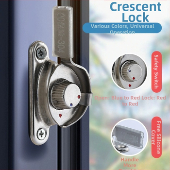 Polmesiacová zámka na okno - nerezová oceľ, model YYSgz, značka Shouli, moderný minimalistický štýl