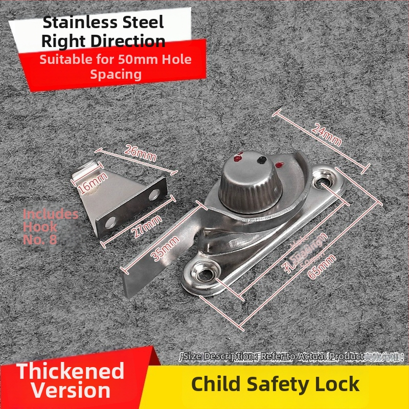 Polmesiacová zámka na okno - nerezová oceľ, model YYSgz, značka Shouli, moderný minimalistický štýl