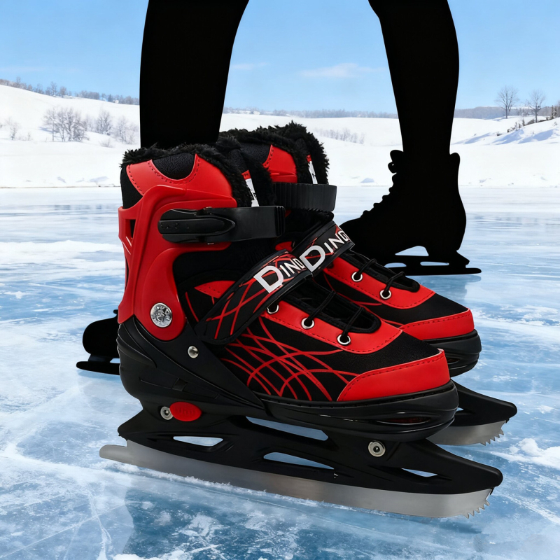 Dingxin кънки за лед за скоростно пързаляне с мрежест горен, PVC подметка и остриета от въглеродна стомана
