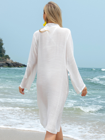 Női nyári tengerparti hálóing napvédő, laza szabás – Pamut 65% és poliészter bélés 35%, 220 g