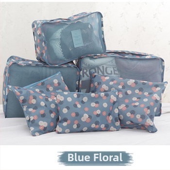 Set torbi za putovanje za pohranu, šest komada, kubični oblik, poliester + mreža, LN-027