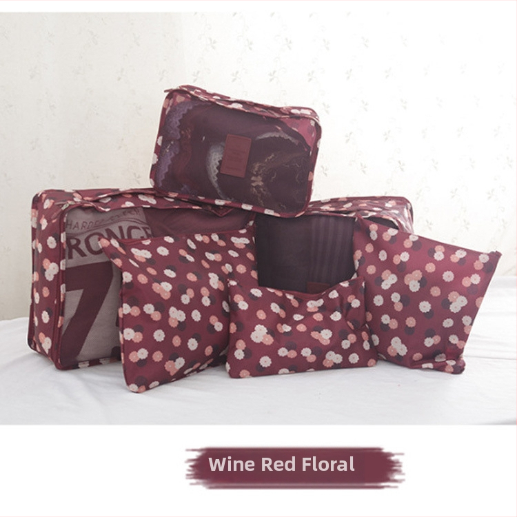 Set torbi za putovanje za pohranu, šest komada, kubični oblik, poliester + mreža, LN-027