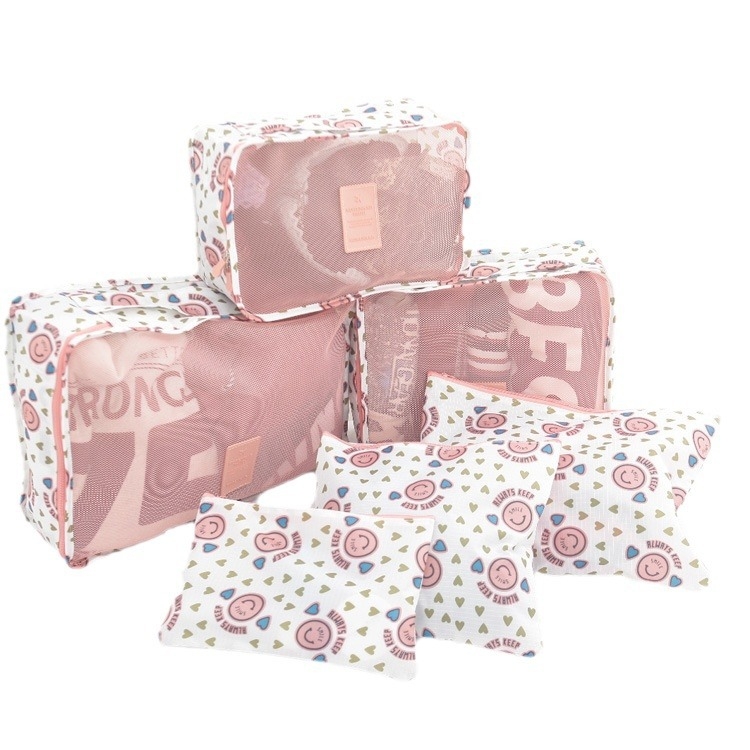 Set torbi za putovanje za pohranu, šest komada, kubični oblik, poliester + mreža, LN-027