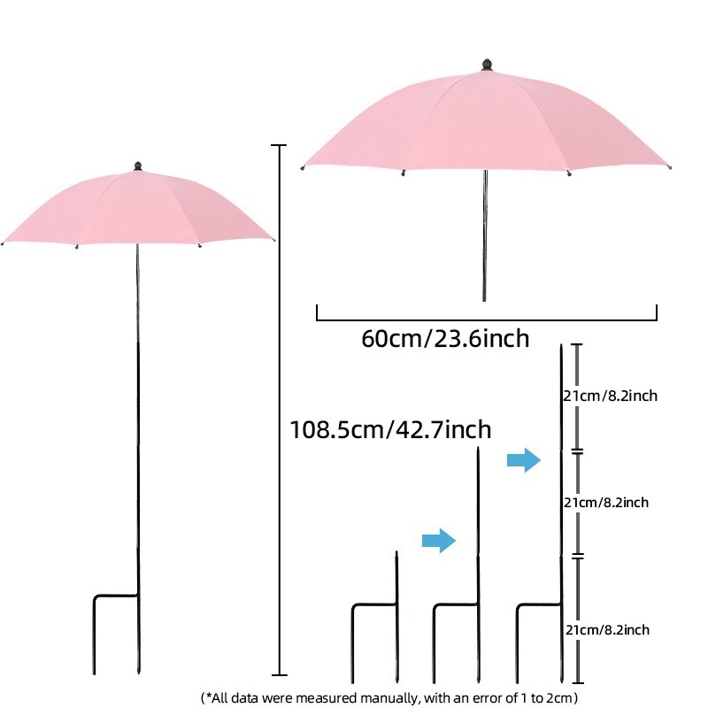 Kültéri növényekhez való ernyő – 8 bordás, acél tengely, szálas bordák, ütésálló vászon, UV védelem UPF 30+