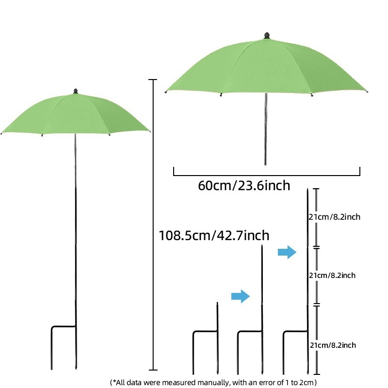 Kültéri növényekhez való ernyő – 8 bordás, acél tengely, szálas bordák, ütésálló vászon, UV védelem UPF 30+