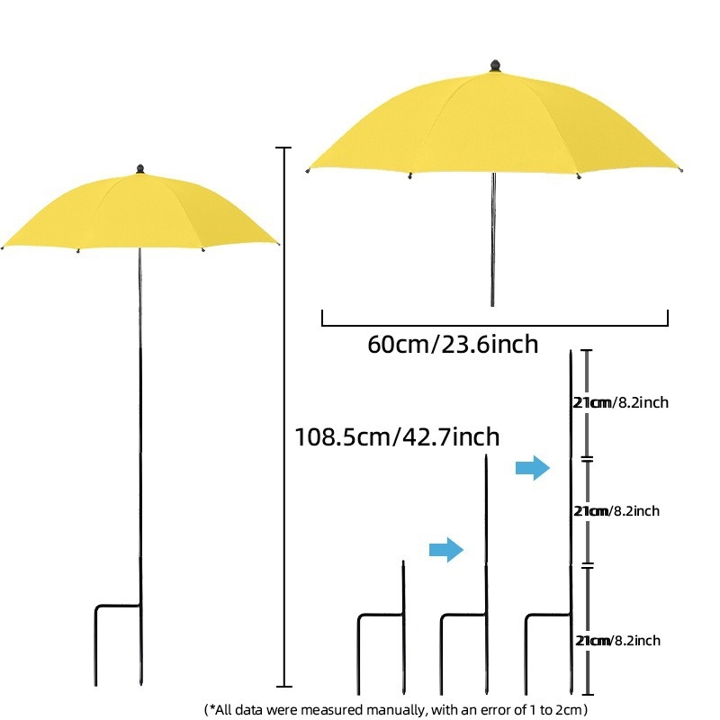 Kültéri növényekhez való ernyő – 8 bordás, acél tengely, szálas bordák, ütésálló vászon, UV védelem UPF 30+