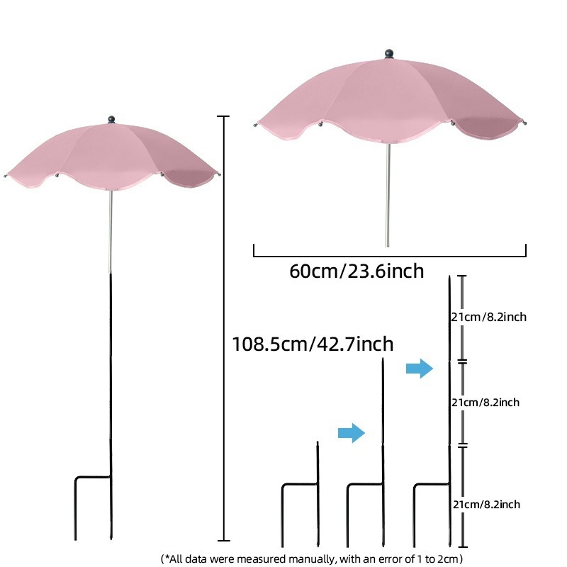 Kültéri növényekhez való ernyő – 8 bordás, acél tengely, szálas bordák, ütésálló vászon, UV védelem UPF 30+