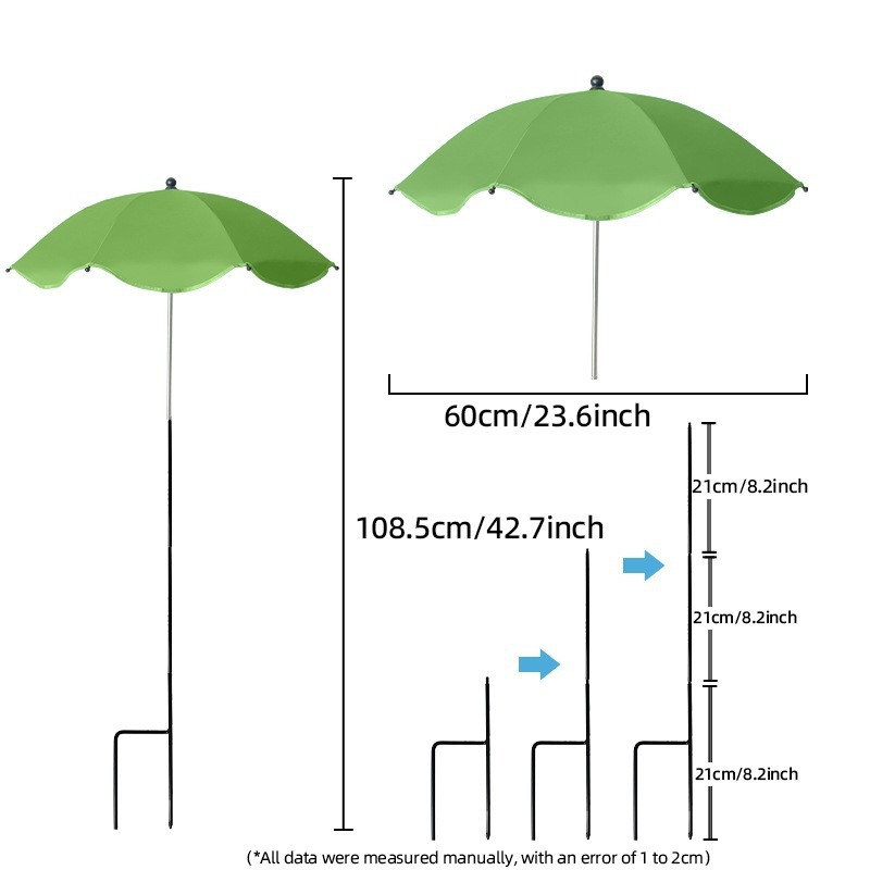 Kültéri növényekhez való ernyő – 8 bordás, acél tengely, szálas bordák, ütésálló vászon, UV védelem UPF 30+