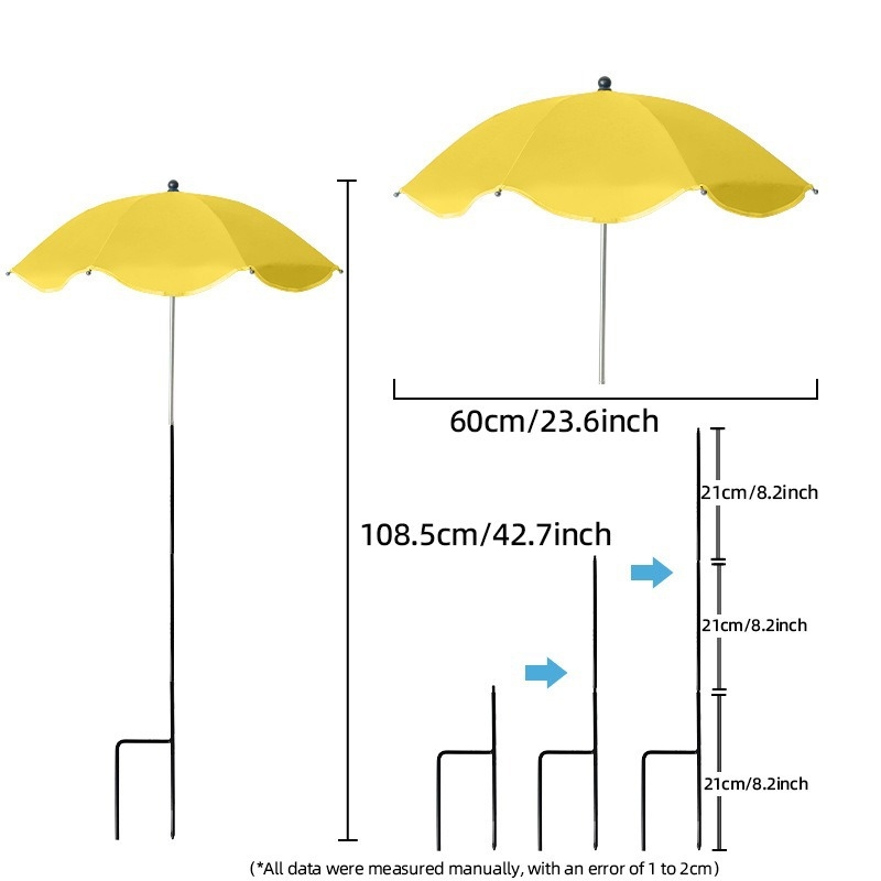 Kültéri növényekhez való ernyő – 8 bordás, acél tengely, szálas bordák, ütésálló vászon, UV védelem UPF 30+