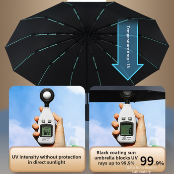 60-bordás automata esernyő UPF50+ UV védelem, alumínium bordák, tengely és fogantyú