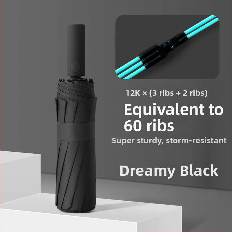 60-bordás automata esernyő UPF50+ UV védelem, alumínium bordák, tengely és fogantyú