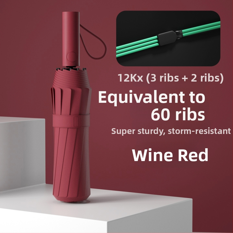 60-bordás automata esernyő UPF50+ UV védelem, alumínium bordák, tengely és fogantyú