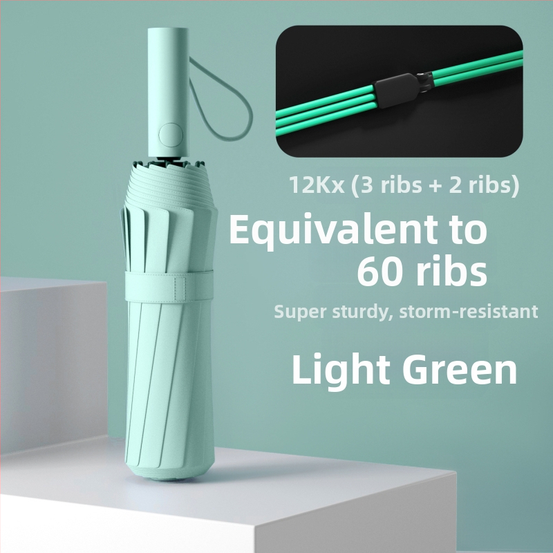 60-bordás automata esernyő UPF50+ UV védelem, alumínium bordák, tengely és fogantyú