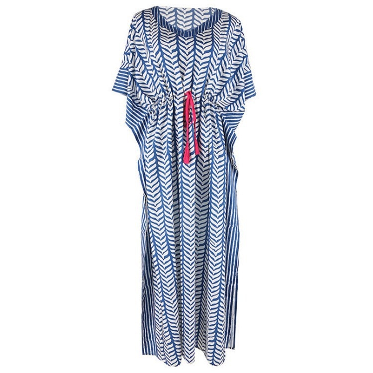 Rayon plažni cover-up s pamukovom podstavom, udoban kroj, vezanje u struku, pogodna za plivanje i šetnju plažom