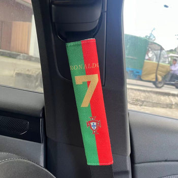 Pernă de umăr pentru centura de siguranță a mașinii – accesoriu pentru fani fotbal, material bumbac și in, logo imprimat