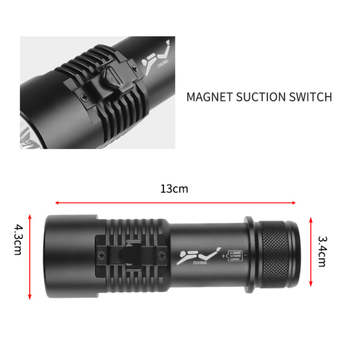 D220 dvostruka potopna LED svjetiljka, 15W LED, aluminijsko kućište, domet 200–500 m, Baterije: 1x18650/1x26650/3xAAA