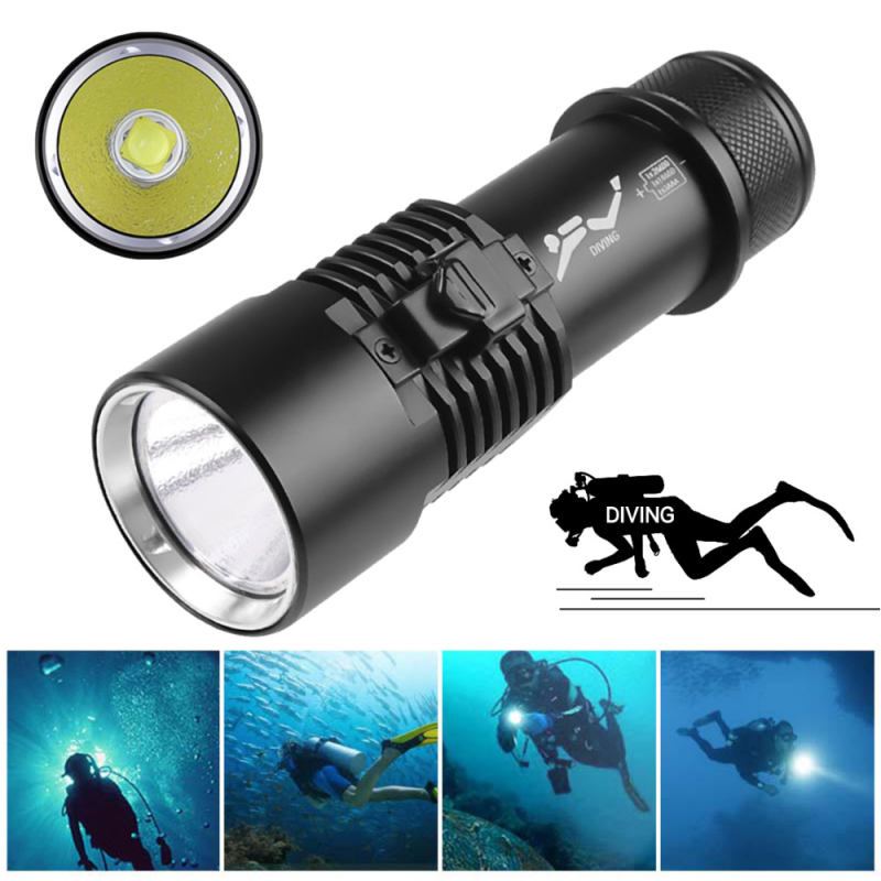 D220 dvostruka potopna LED svjetiljka, 15W LED, aluminijsko kućište, domet 200–500 m, Baterije: 1x18650/1x26650/3xAAA