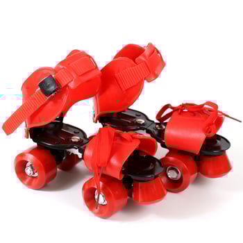 Gyerekeknek való, dupla soros négykerekű görkorcsolya, PU felsőrész, vas talp, PVC kerekek