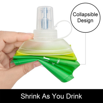 Kültéri összecsukható TPU vízpalack, 250 ml, matt felület, egyszínű, futáshoz, túrázáshoz és kempingezéshez