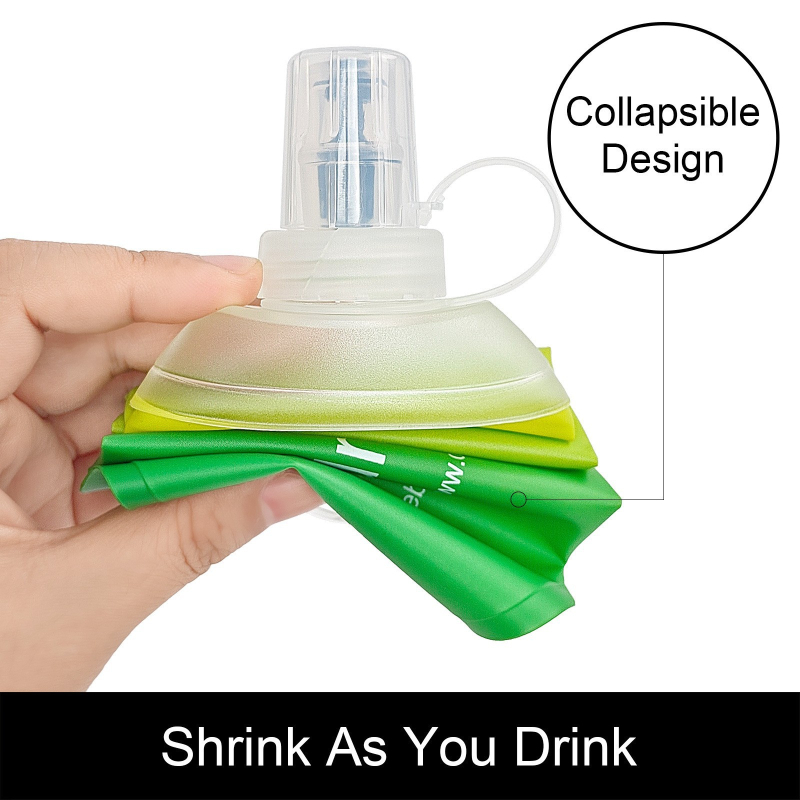 Kültéri összecsukható TPU vízpalack, 250 ml, matt felület, egyszínű, futáshoz, túrázáshoz és kempingezéshez