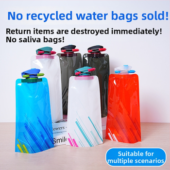 Kültéri összecsukható víztáska, 0,7 L Hengyi logóval, vízálló anyag, hordozható sportvíz-tároló