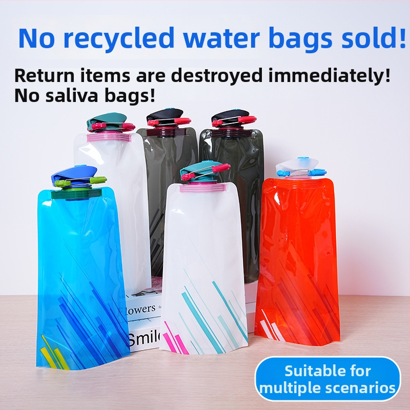 Kültéri összecsukható víztáska, 0,7 L Hengyi logóval, vízálló anyag, hordozható sportvíz-tároló