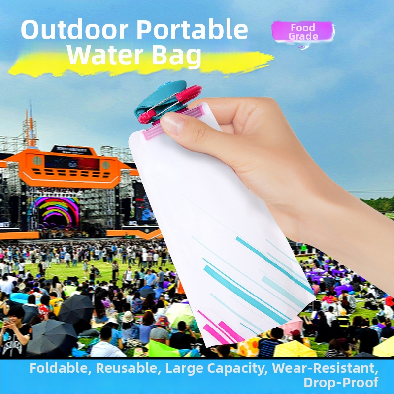 Kültéri összecsukható víztáska, 0,7 L Hengyi logóval, vízálló anyag, hordozható sportvíz-tároló