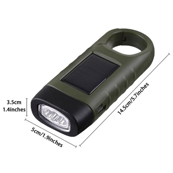 Lanternă solară cu mâner, LED, baterie 800mAh, 5V, energie cinetică, ABS