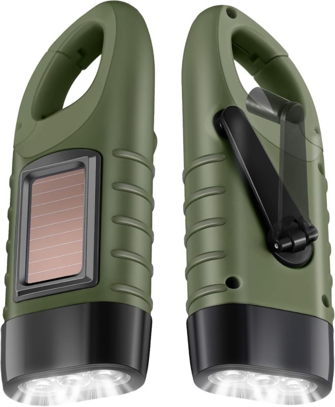 Lanternă solară cu mâner, LED, baterie 800mAh, 5V, energie cinetică, ABS