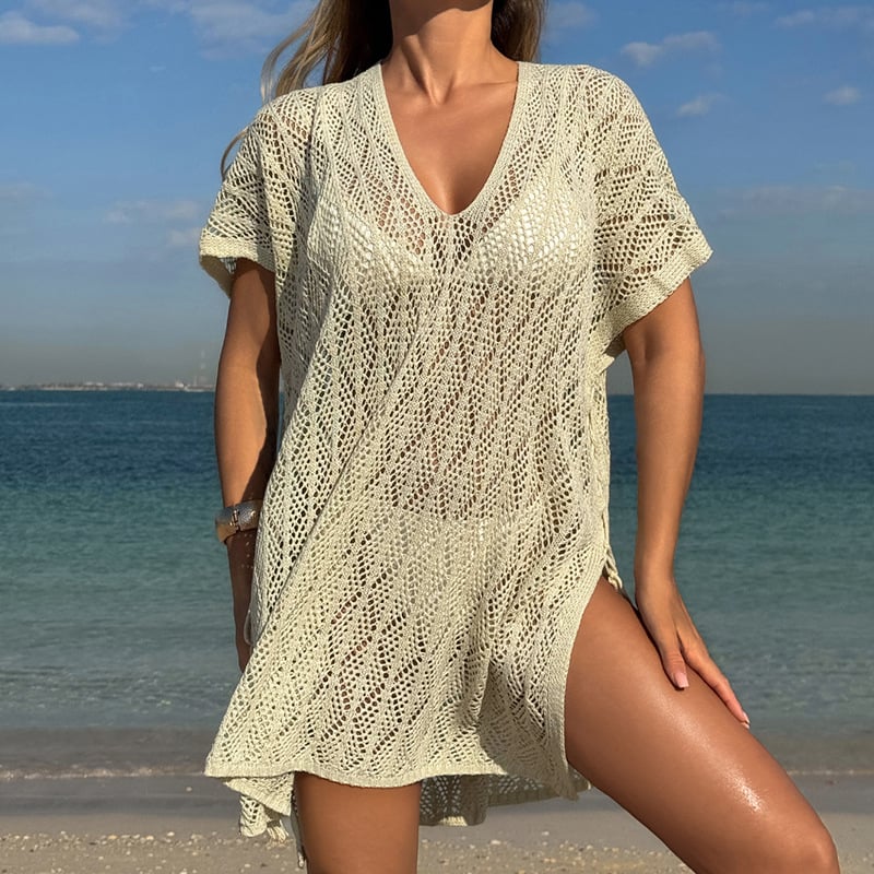 Slobodan plažni gornji dio za bikini, prozračna pletena tkanina, široka silueta, 100% akril, 241 g, podstava 100%, 18–30 godina