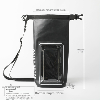 2L vanjska vodootporna crossbody torba za telefon s dodirnim zaslonom – 2 u 1 PVC vodootporna torba