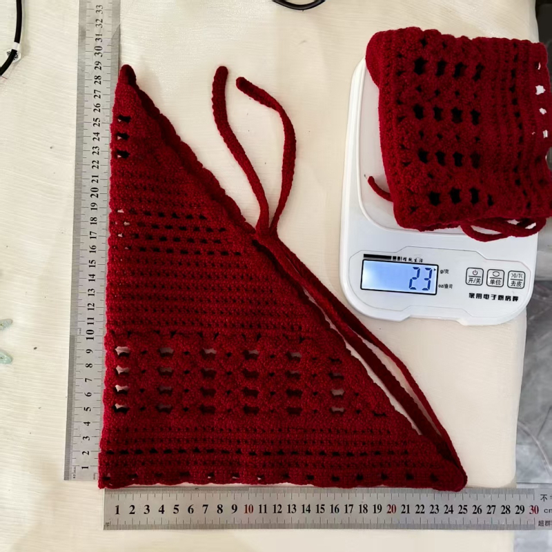 Retro pletene trake za kosu i gumice za kosu za žene – tkanina, geometrijski uzor