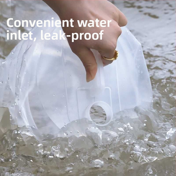 Skladaná vodná taška z potravinárskeho PVC, určená na exteriér, prenosná na kempovanie, s teleskopickým výtokom a viacerými policami na skladovanie