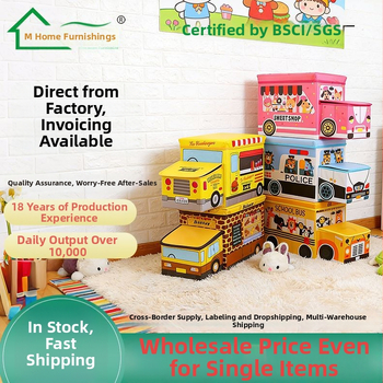 Taburet na skladovanie hračiek – Cartoon štýl, Materiál: netkaná textília, Kapacita 50 L, Zaťaženie 120 kg, Tvar: obdĺžnik