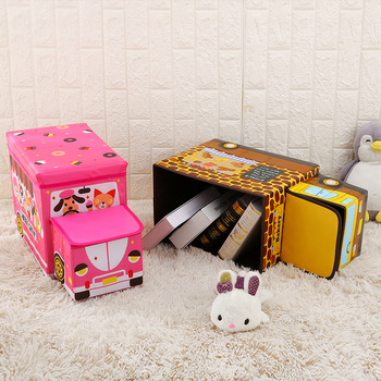 Taburet de depozitare pentru copii – Stil desen animat, Material: textil nețesut, Capacitate 50 L, Încărcare 120 kg, Formă dreptunghiulară