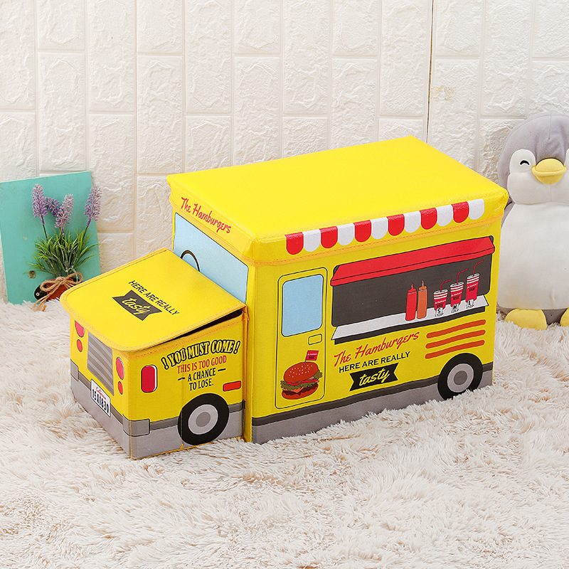 Taburet de depozitare pentru copii – Stil desen animat, Material: textil nețesut, Capacitate 50 L, Încărcare 120 kg, Formă dreptunghiulară