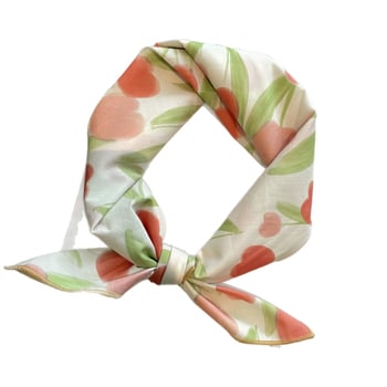 Малък квадратен шал, корейски стил за жени, 100% памук, печат, warp knitting, есен