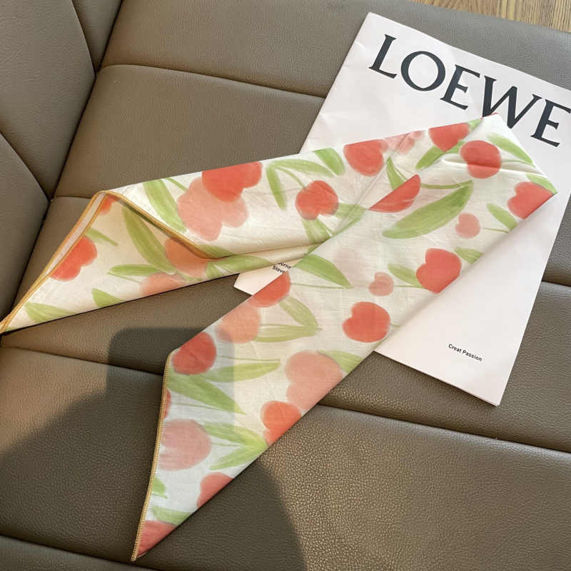 Малък квадратен шал, корейски стил за жени, 100% памук, печат, warp knitting, есен