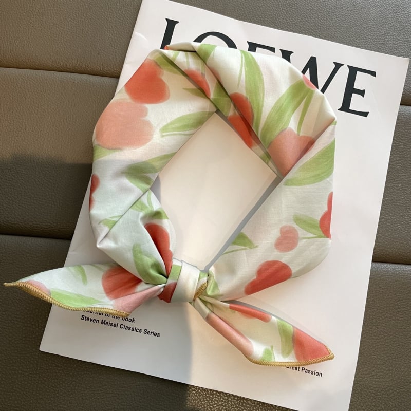 Малък квадратен шал, корейски стил за жени, 100% памук, печат, warp knitting, есен