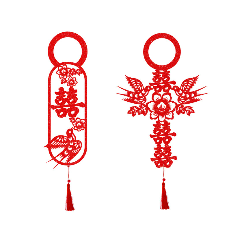 Set de pandantive pentru mânerele ușilor la nuntă – decor din fetru cu panglici