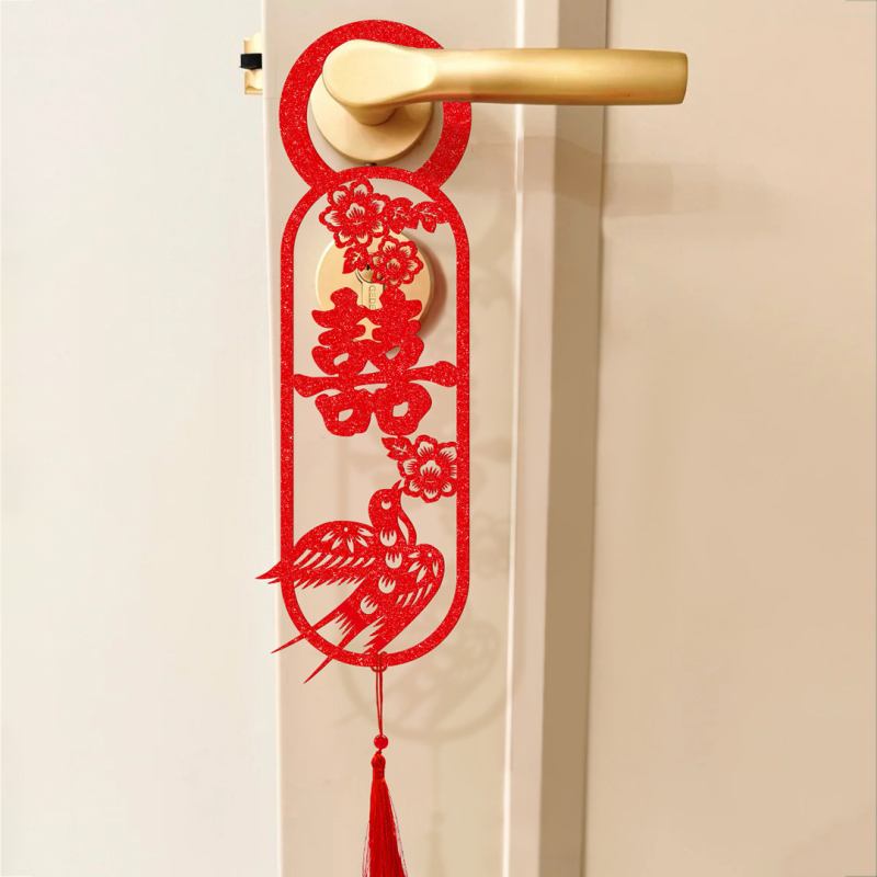 Set de pandantive pentru mânerele ușilor la nuntă – decor din fetru cu panglici