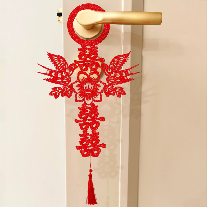 Set de pandantive pentru mânerele ușilor la nuntă – decor din fetru cu panglici